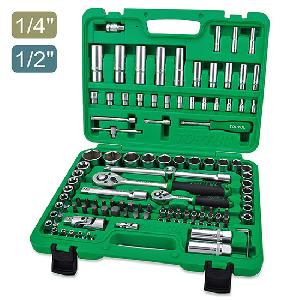 Набор TOPTUL инструментов в чемодане 1/4" и 1/2" 12-гр., 108 предметов