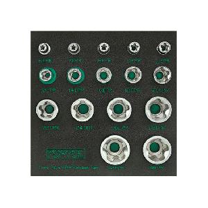 Набор TOPTUL EPR торцевых головок TORX Plus 1/4",3/8",1/2" 5-ти лучевые, 6EPR-32EPR, 16 пр. на ложем