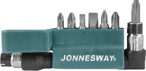 Компллект Jonnesway вставок-бит 1/4"DR, SL4,7, PH1,2,3, PZ1,2, c Г-образным приводом, 8 предметов