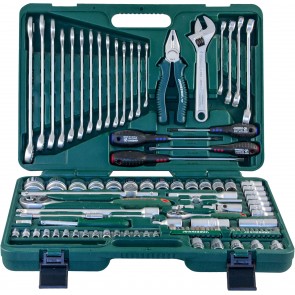Набор Jonnesway торцевых головок 1/4"DR 4-10 мм и 1/2"DR 8-32 мм, комб. ключей 8-24 мм и отверток