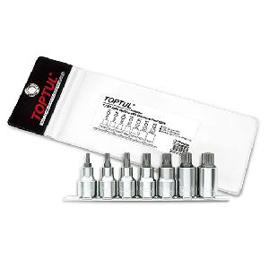 Набор TOPTUL торцевых головок 1/2" Spline 1/2" M5-M16 L=55 мм на планке 7 предметов