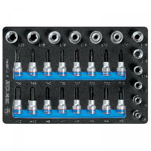 Набор торцевых насадок и головок 1/2"&3/8", TORX, HEX, Е6-Е20, ложемент, 28 предметов KING TONY 9-71