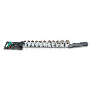 Набор TOPTUL  головок 1/2" 12-гранных 10-22 мм, 11 предметов, на планке