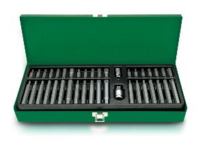 Набор TOPTUL бит с адаптерами 3/8" и 1/2", Torx, Spline, Hex, 40 предметов