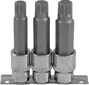 Набор Ombra насадок торцевых 1/2"DR с вставками-битами SPLINE на держателе, M14-M18, 100 мм, 3 предм