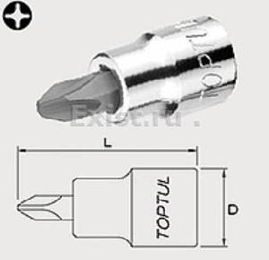 Головка TOPTUL торцевая с вставкой 3/8" PH3 L=48 мм