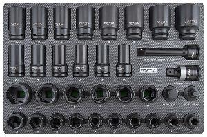 Набор TOPTUL ударных головок 3/4'' 17-46 короткие и длинные, 34 пр. в мягком ложементе (D)