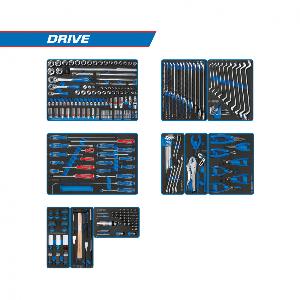 Набор инструментов "DRIVE" для тележки, 10 ложементов, 251 предмет KING TONY 934-251MRVD
