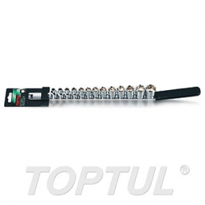 Набор TOPTUL  головок 3/8" 12-гранных  13 предметов, на планке