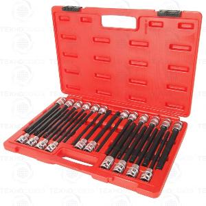 Набор бит-головок 1/2" 6-ти гранных HEX H5-H12,TORX T40-T70, SPLINE M8-M10,RM8-RM14 22 предмета JTC