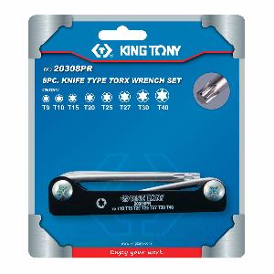 Набор Г-образных TORX, T9-T40, складные, 8 предметов KING TONY 20308PR